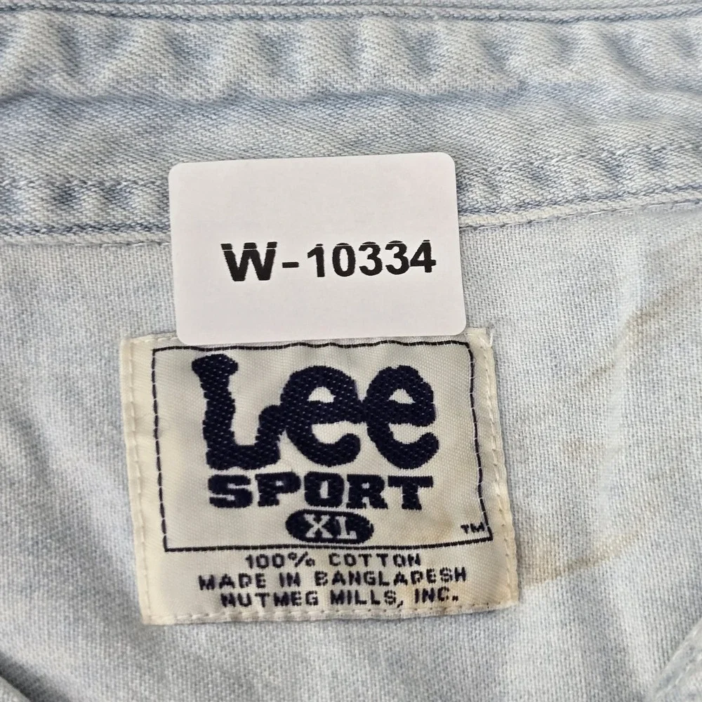 San Francisco 49ers Men Button Up Shirt XL Light Blue Denim Embroidered Lee READ